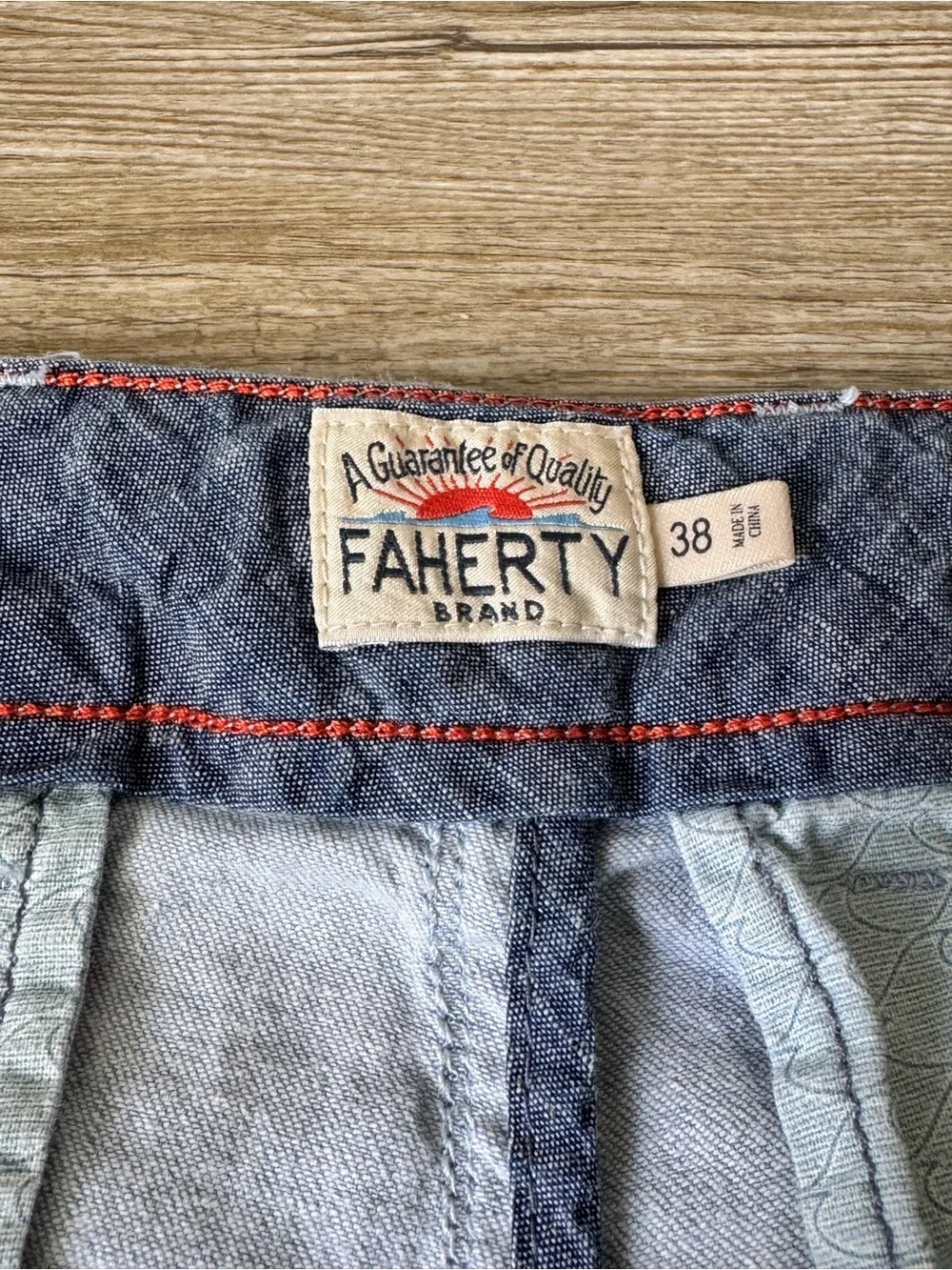 Faherty Mens Light Blue Flat Front Linen Blend Shorts Size 38